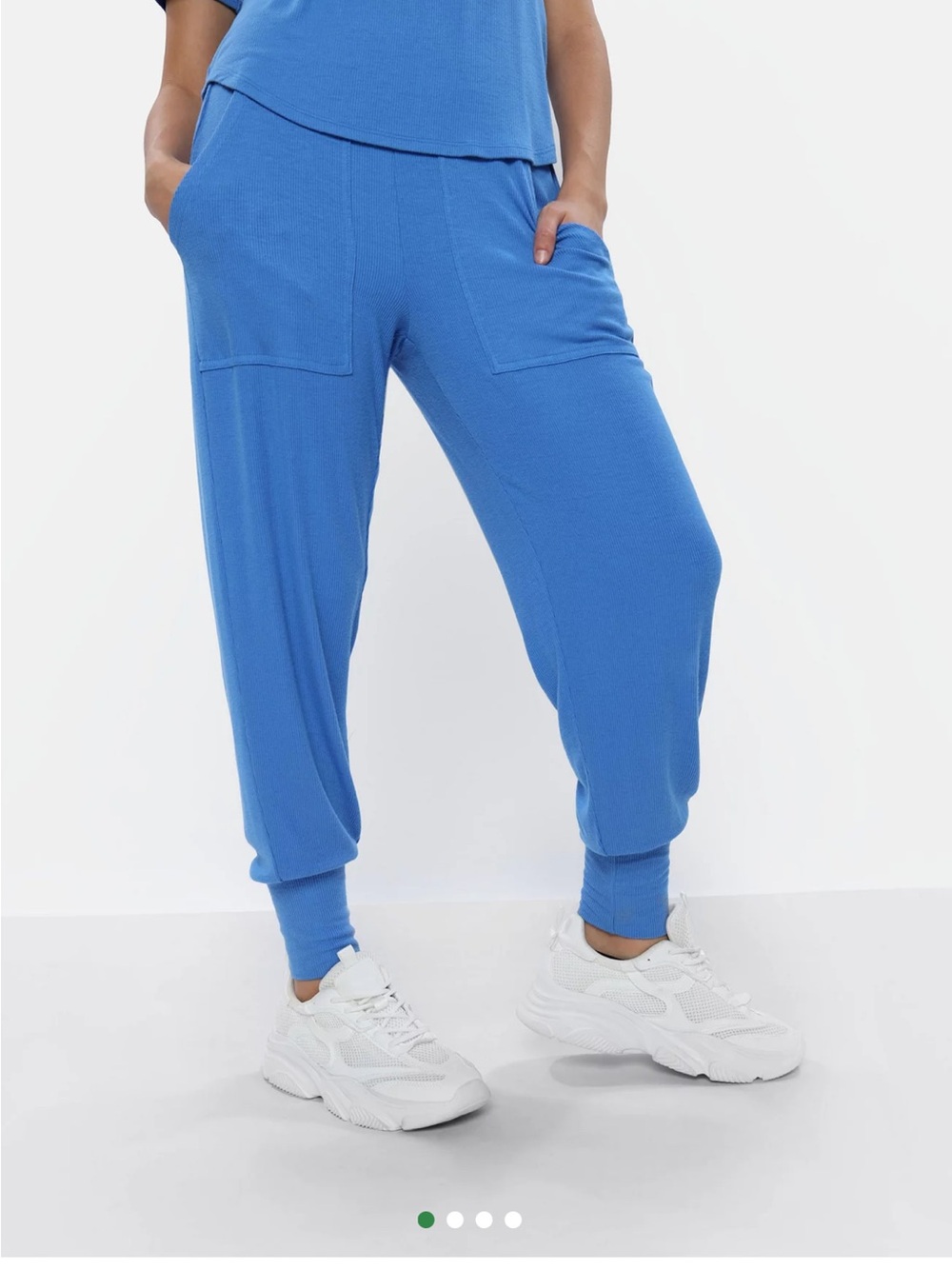 new aerie real soft fold over cobalt Blue ribbed Jogger pants retired items